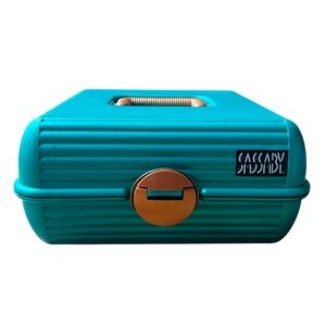 Vintage 1990s SASSABY Green/Teal Make Up Storage‎ Case Jewelry Box Organizer